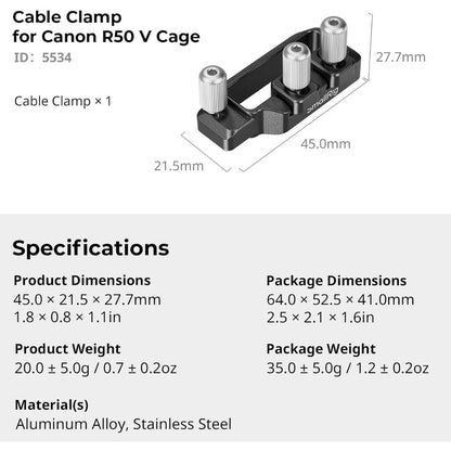 SmallRig HDMI & USB-C Cable Clamp for Canon EOS R50 V Cage, Secure Camera Connection, Aluminum Alloy Build | 5534