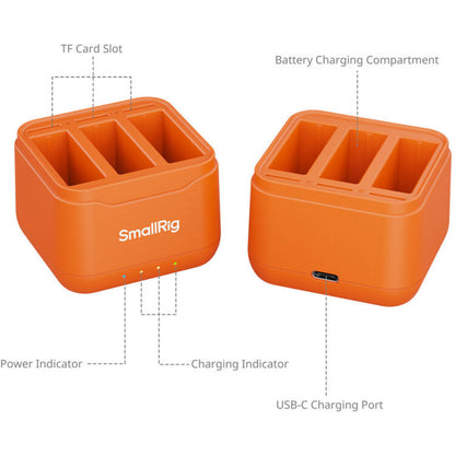 SmallRig Battery Charger & Charging Case for DJI Osmo Action 3, 4, 5 Pro, 6 & Osmo 360
