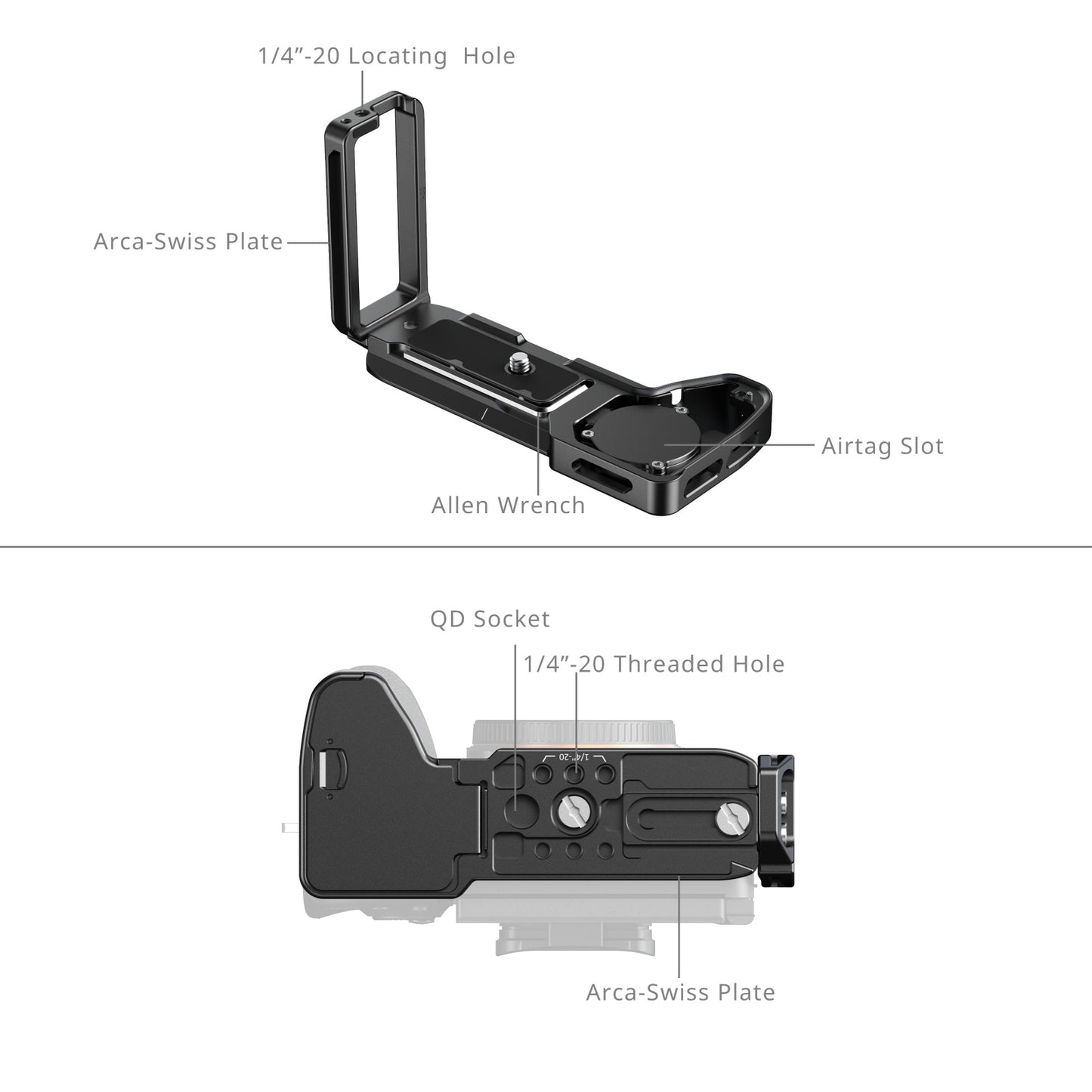SmallRig L‑Shaped Mount Plate w/ AirTag Slot for Sony A7 V / A7R V / A7 IV / A7S III / A1 / A7R IV