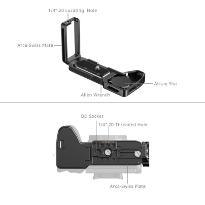 SmallRig L‑Shaped Mount Plate w/ AirTag Slot for Sony A7 V / A7R V / A7 IV / A7S III / A1 / A7R IV