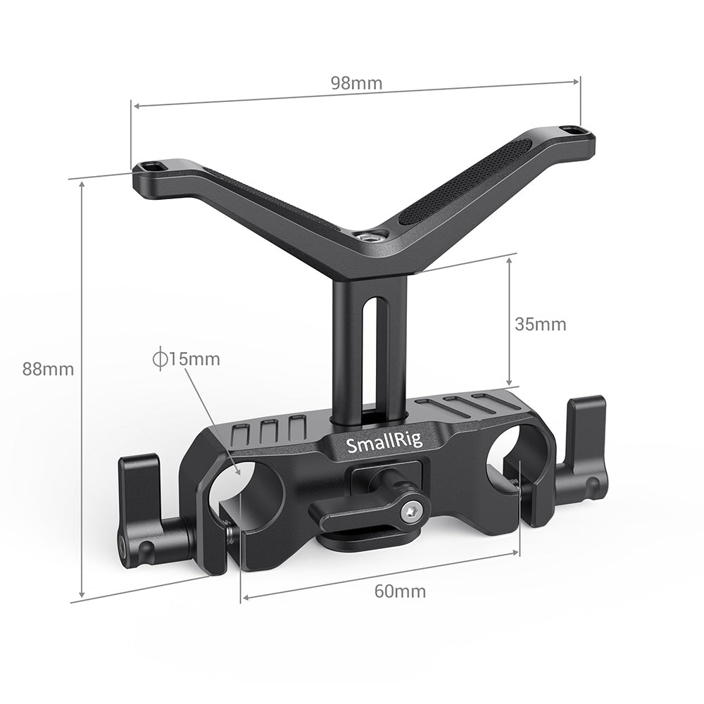 SmallRig Universal Lens Support with 15mm LWS Diameter, Y-Shaped 1.4" Vertical Height Adjustment and Quick Release Thumbscrews for Camera Lenses BSL2680