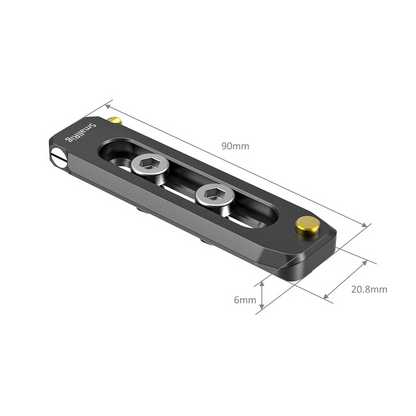 SmallRig 90mm Universal Low-Profile NATO Rail with Hex Spanner, Slide Hollow Hole, 1/4"-20 Mounting Screws and Spring-Loaded Safety Pins for NATO Accessory Clamps, Handle and Monitor Holders BUN2484B