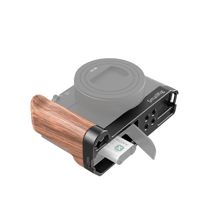SmallRig L-Shaped Wooden Handle Grip with Hex Spanner, Four 1/4"-20 Threaded Holes and Anti-Twist Flange for Select Sony RX100 III/IV/V(VA)/VI/VII Mirrorless and Digital Cameras LCS2467