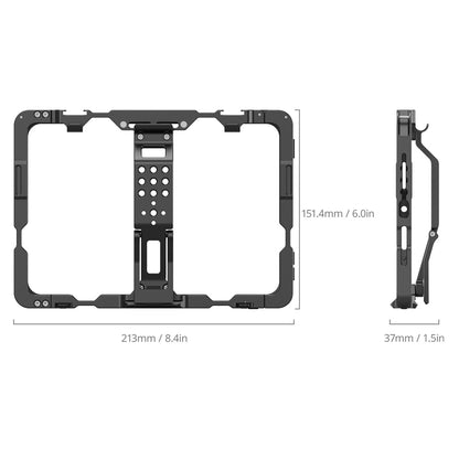 SmallRig Formfitting Tablet Cage with Sun Hood for 8.3" iPad Mini 6 / A17 Pro Tablet with Multiple 1/4"-20 and 3/8"-16 Threaded Mounts, Dual Cold Shoe Mounts and TO Rails