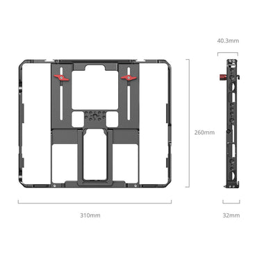 SmallRig Universal Formfitting Cage for iPad / Mini / Air / Pro  Tablet with 1/4"-20 and 3/8"-16 Threaded Mounts and Touch-Fastener Detachable Sun Hood, Strap Slots, Cold Shoe Mount and TO Rails