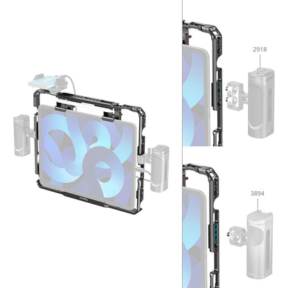 SmallRig Universal Formfitting Cage for iPad / Mini / Air / Pro  Tablet with 1/4"-20 and 3/8"-16 Threaded Mounts and Touch-Fastener Detachable Sun Hood, Strap Slots, Cold Shoe Mount and TO Rails