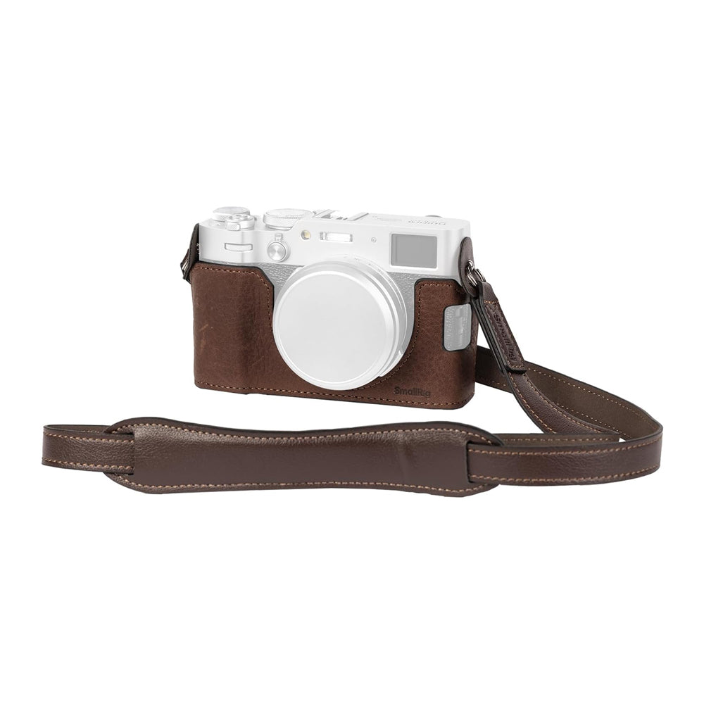 SmallRig Leather Half Camera Case for FUJIFILM X100VI with Shoulder Strap, Built-in 1/4”-20 Thumb Screw for Tripod Attachment and Other Accessories, Full Access to Ports, Buttons, Controls, and Battery Slots | 4699 | 4700