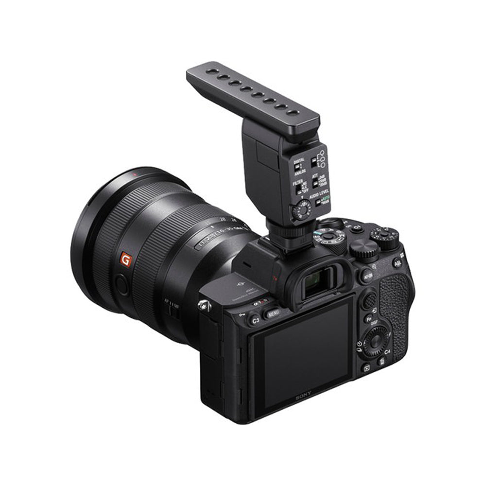 Sony ECM-B1M Camera Mount Digital Shotgun Microphone with Three Directivity Modes, Digital Audio Interface, Wind Screen and Comprehensive Controls for Camera, Vlogging, Video Recording