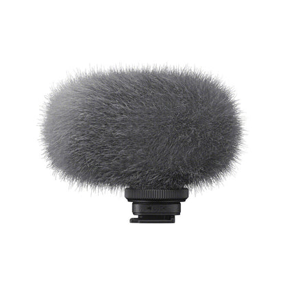 Sony ECM-G1 Camera Mount Shotgun Microphone with Super Cardioid Directional Pickup Pattern, 3.5mm TRS Cable and Furry Windshield for Camera, Vlogging, Recording