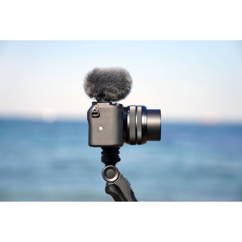 Sony ECM-G1 Camera Mount Shotgun Microphone with Super Cardioid Directional Pickup Pattern, 3.5mm TRS Cable and Furry Windshield for Camera, Vlogging, Recording