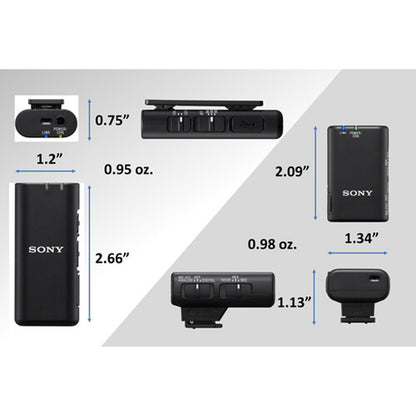 Sony ECM-W2BT Wireless Bluetooth Microphone System for Sony Digital Cameras with Up to 200m Sound Range, Wireless Multi Interface Shoe Connection Audio Receiver and Clip-on Transmitter for Vlogging