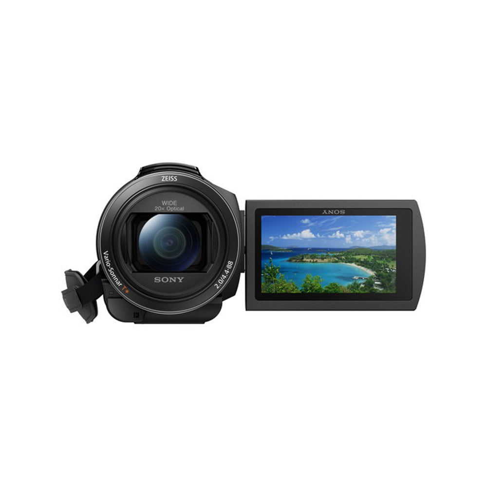Sony FDR-AX43A Handycam Camcorder with 26.8mm Zeiss Vario-Sonnar T Zoom Lens, CMOS Sensor, UHD 4K 24/30p & 16.6MP Stills, Built-In Gimbal, Optical Stabilization, Fast Intelligent AF with Tracking, 3" LCD Flip-Out & Tilting Touchscreen