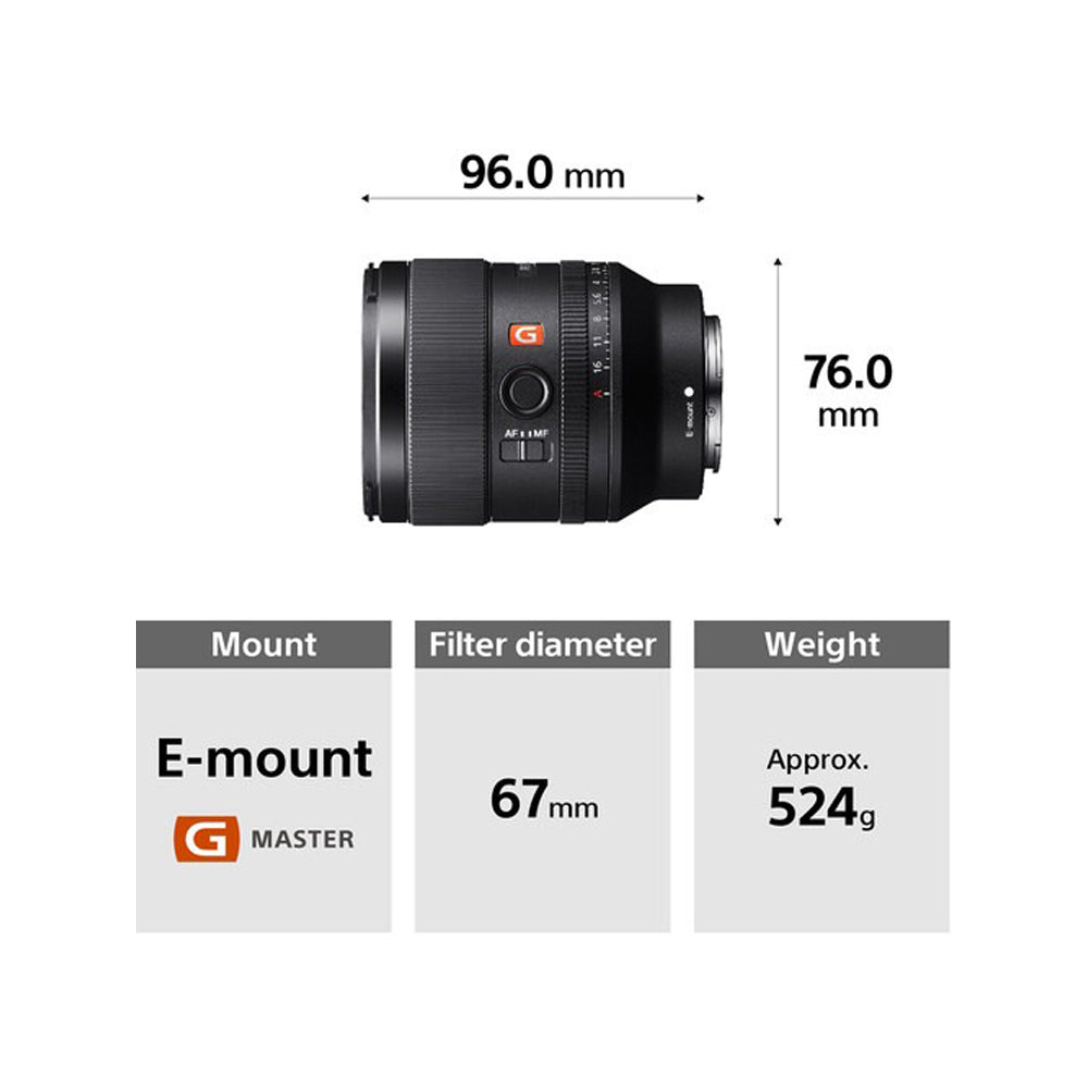 Sony FE 35mm f/1.4 G Master Prime Lens with Dual XD Linear AF Motors, Internal Focus, AF/MF Switch and Aperture Ring for E-Mount Full-Frame Mirrorless Cameras | SEL35F14GM