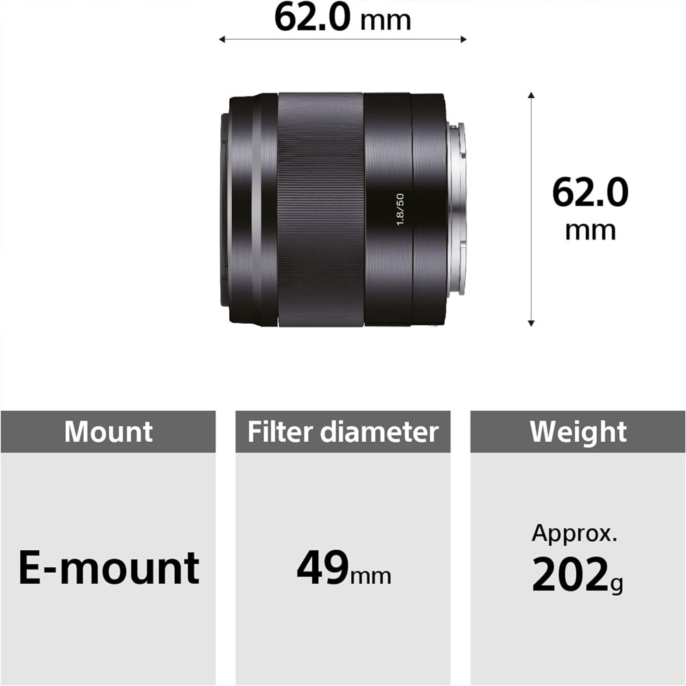 Sony E 50mm F1.8 OSS APS-C Standard Prime Lens for E-Mount