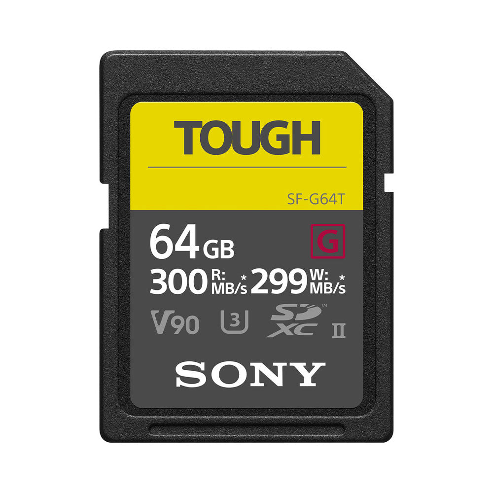 Sony SF-G TOUGH Series 32GB 64GB UHS-II SDHC / SDXC U3 V90 Class 10 SD Memory Card with 300mb/s & 299mb/s Read and Write Speed, IP68 Rating and Ribless Design SF-G32T/T1 SF-G64T-T1