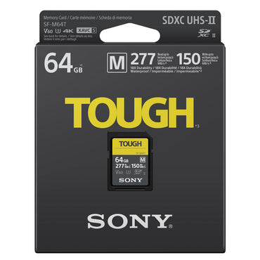 Sony 64GB/128GB SF-M TOUGH SDXC UHS-II V60 Class SD Memory Card with 277 MB/s Read and 60MB/s Write Speed for DSLR, SLR, Mirrorless, Video Camera | SFM64T/T1, SF-M128T/T1
