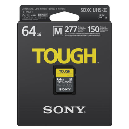 Sony 64GB/128GB SF-M TOUGH SDXC UHS-II V60 Class SD Memory Card with 277 MB/s Read and 60MB/s Write Speed for DSLR, SLR, Mirrorless, Video Camera | SFM64T/T1, SF-M128T/T1