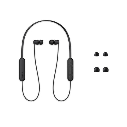 SONY WI-C100 In-Ear Wireless Headphones with Bluetooth 5.0, Microphone, Type-C Charging, EQ Settings, Headphones Connect App, DSEE Audio Restoration, Splash & Sweat-Proof, 9mm Driver and 25 Hours Playback - Black, Cream, Blue, White