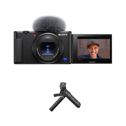 Sony ZV-1 Digital Camera with 24-70mm f/1.8-2.8 Zoom Lens, 20.1MP CMOS Sensor, UHD 4K30p Video Recording, 3.0" Side Flip- Out Touchscreen LCD and Built- in Directional 3-Capsule Mic for Content Creators and Vloggers - Black & White