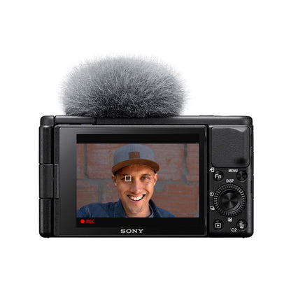 Sony ZV-1 Digital Camera with 24-70mm f/1.8-2.8 Zoom Lens, 20.1MP CMOS Sensor, UHD 4K30p Video Recording, 3.0" Side Flip- Out Touchscreen LCD and Built- in Directional 3-Capsule Mic for Content Creators and Vloggers - Black & White