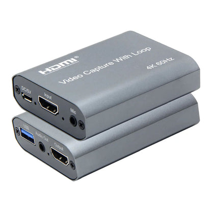 ArgoX HDMI to USB3.0 Video Capture with Loop, 4K 60Hz, USB3.0 to Micro USB Cable, 3.5mm Stereo Output, Support 18Gbps and TMDS Clock, Deep Color, AWG26 HDMI Supported, Support Uncompressed YUY2, VLC/ OBS/Amcap | HDVC12