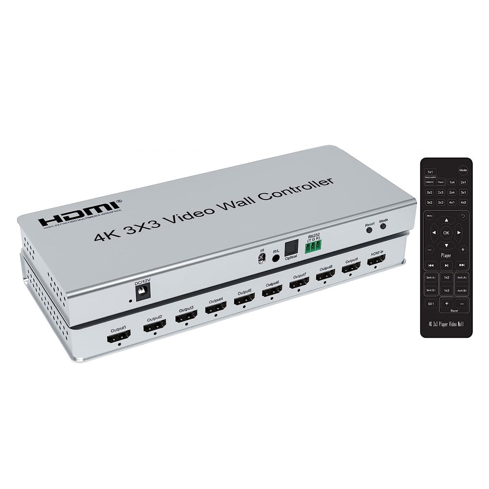ArgoX 4K HDMI 2x3 / 3x3 TV Video Wall Controller Multi Screen Processor with IR Remote Control, RS232 Control, Supports Multiple Splicing Method, Optical Fiber, and Stereo Audio Format | HDVW07 HDVW08
