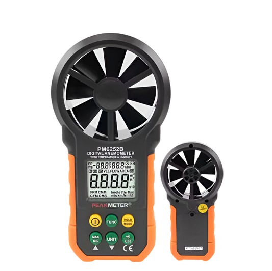 PeakMeter PM6252B Digital Anemometer Air Speed Velocity Air Flow Meter with Air Temperature Humidity RH USB Port