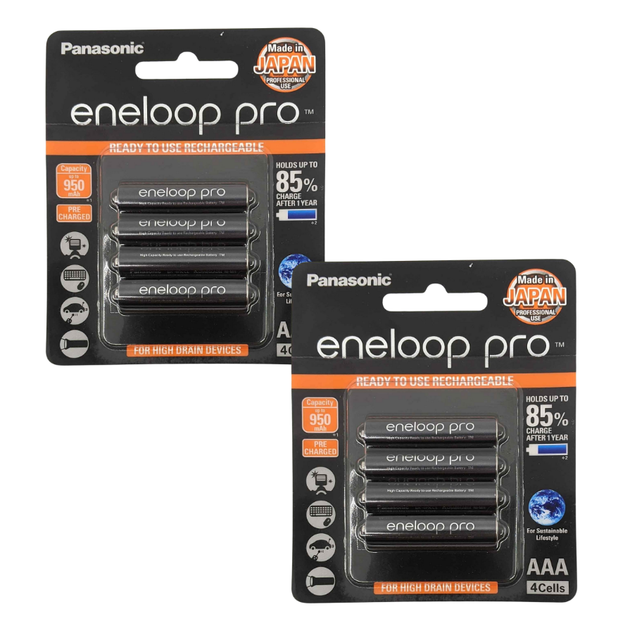 Panasonic Eneloop Pro BK-4HCCE-4BT Rechargeable Battery AAA Pack of 4 (Black) x2