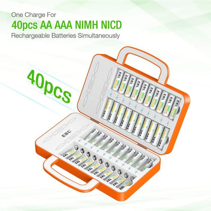 [CLEARANCE] EBL TB-6880 40-Bay Multi-function Smart Battery Charger Unit with LED Status Indicator Lights, Advanced Cooling System, and Intelligent Overcurrent Protection for AA AAA NiMH NiCD Rechargeable Batteries