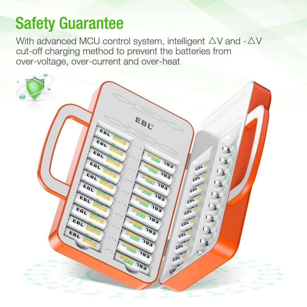 [CLEARANCE] EBL TB-6880 40-Bay Multi-function Smart Battery Charger Unit with LED Status Indicator Lights, Advanced Cooling System, and Intelligent Overcurrent Protection for AA AAA NiMH NiCD Rechargeable Batteries