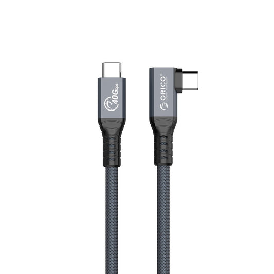 ORICO TBW4 (0.3m, 0.8m, 2m) USB Type C Thunderbolt 4 Angled USB-C Right Angle Data Cable with 40Gbps High-Speed Transmission Rate, PD 100W, 8K 60Hz UHD Video, USB-C Male to USB-C Male, Nylon Braided for Notebooks, Tablet, PC
