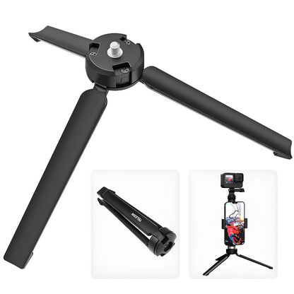 TELESIN Foldable Aluminum Mini Table Top Tripod Stand Base with 1/4"-20 Threaded Mounting Screw