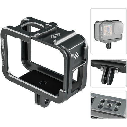 TELESIN Aluminum Cage with Convertible Vertical Frame for GoPro HERO 12 / 11 / 10 / 9 Action Cameras