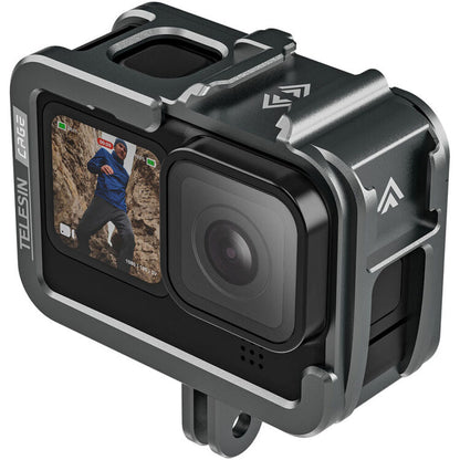 TELESIN Aluminum Cage with Convertible Vertical Frame for GoPro HERO 12 / 11 / 10 / 9 Action Cameras