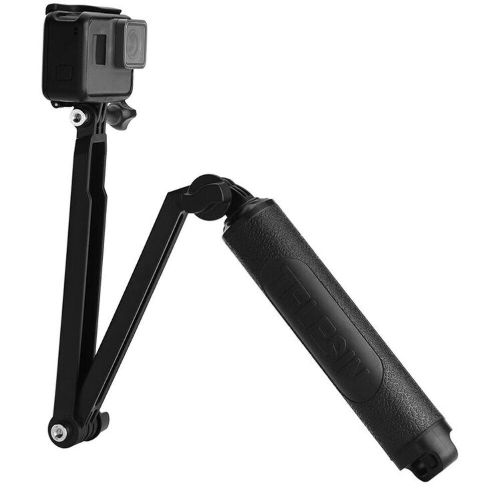 TELESIN 3 Way Waterproof Folding Handle Grip Monopod Arm with Mini Tripod Base Stand