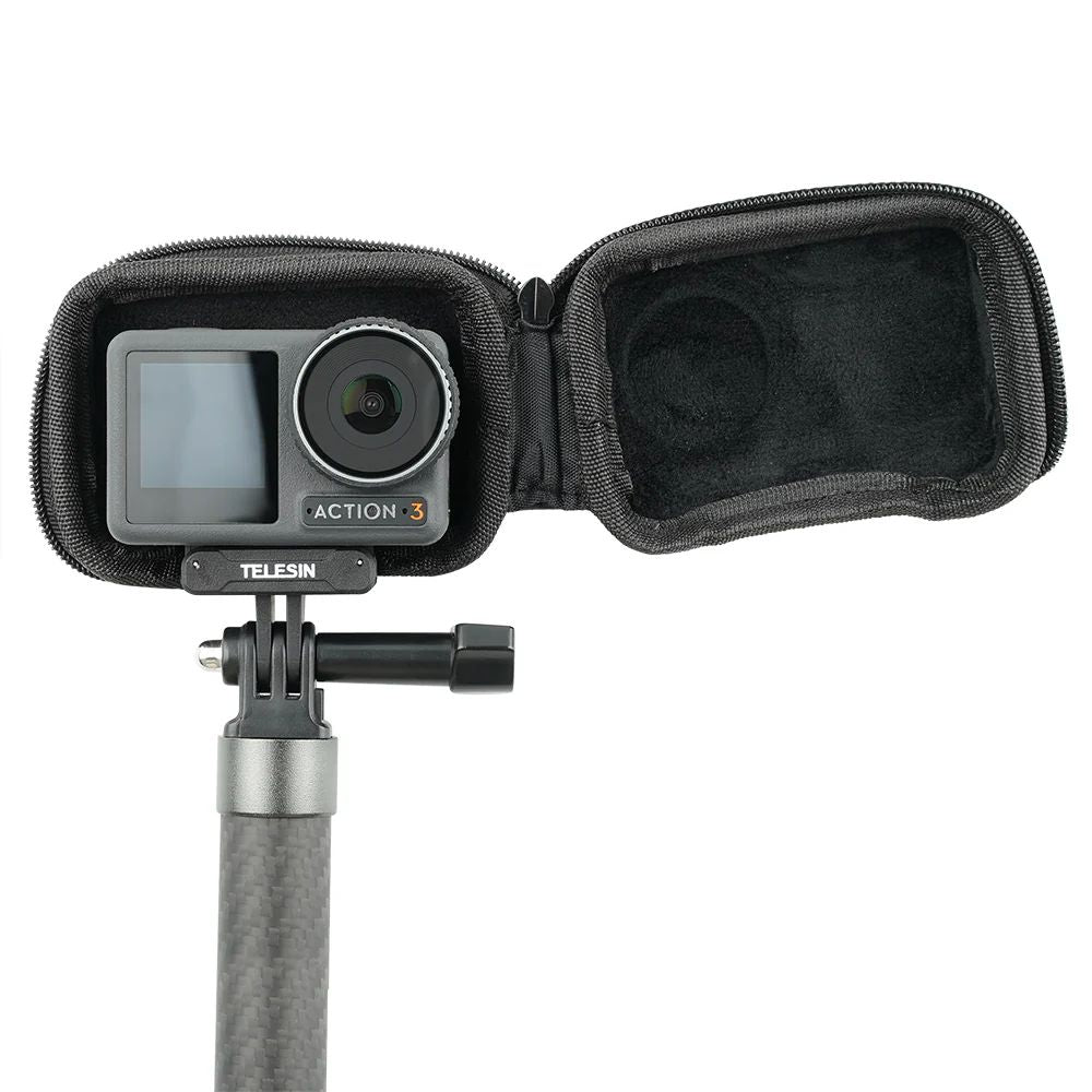 TELESIN DJI OSMO Action 4 3 Action Camera Protective Mini EVA Carrying Case with Half-Open Design for Base Mount & Tripod Selfie Stick