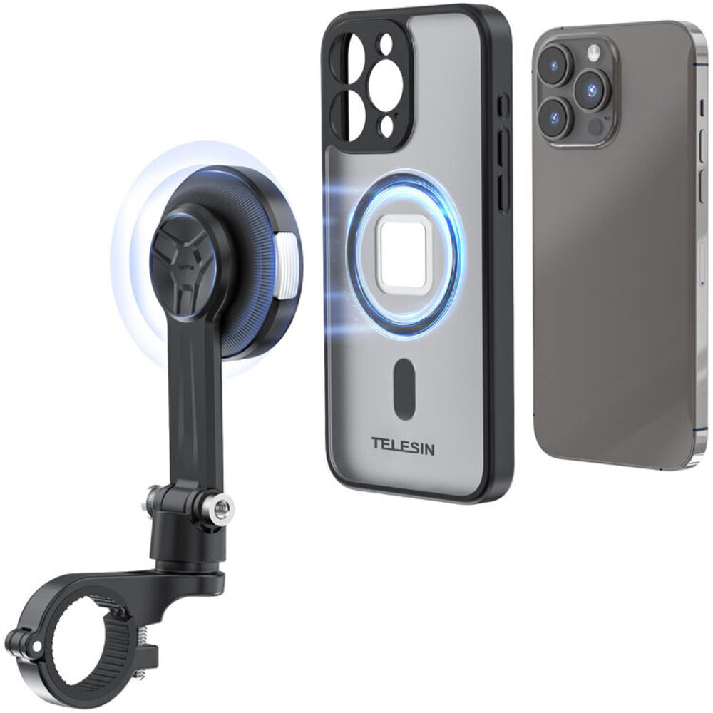 TELESIN Magnetic Bicycle/Motorcycle Handlebar Mount for Phone 15 Pro Max