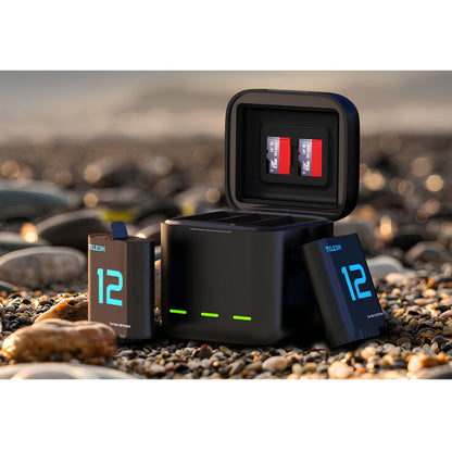 TELESIN Triple Bay Charging Case + 2pcs Battery Kit Set for GoPro HERO 12 / 11 / 10 / 9