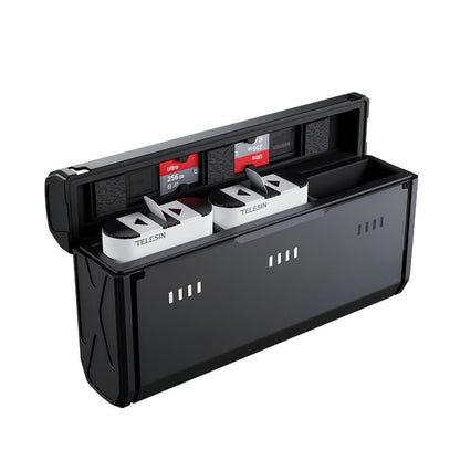 TELESIN 2pcs Battery & 3-Bay Charging Case Kit for GoPro HERO 12 / 11 / 10 / 9 with MicroSD Card Slots