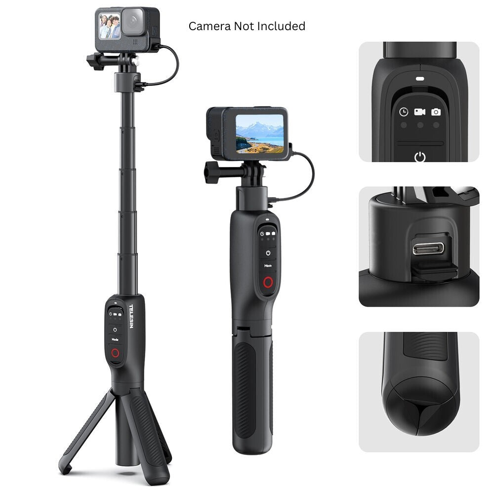 TELESIN GOPRO HERO13 12 11 10 9 MAX Shorty Tripod & Selfie Stick with Bluetooth Remote