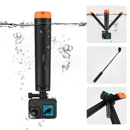 TELESIN Floating Extendable Selfie Stick Tripod Waterproof Handgrip for GoPro HERO, Insta360 and DJI Action Cameras