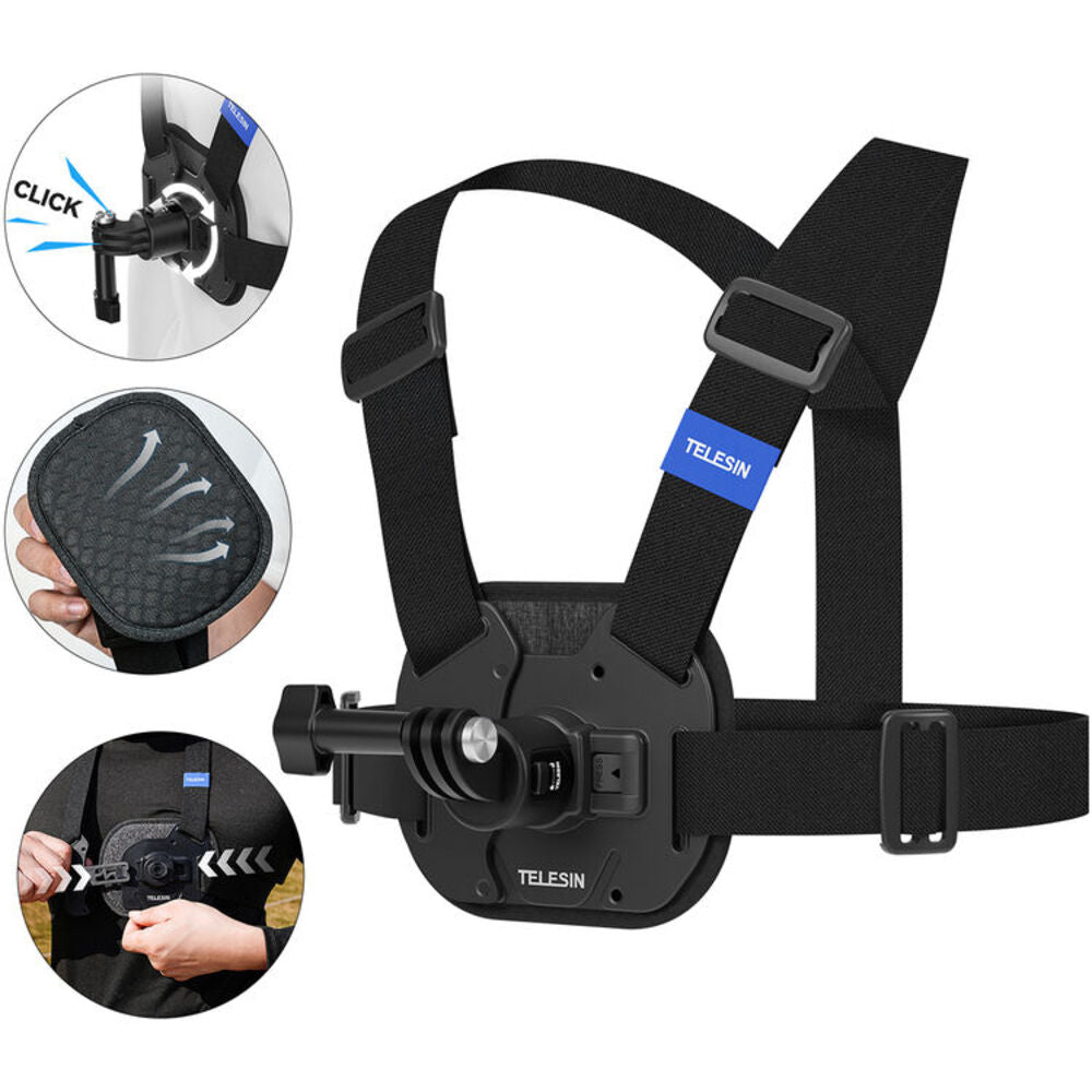 TELESIN QR Quick Release POV Vest Chest Strap Mount for DJI Insta360 GoPRO Action Cameras