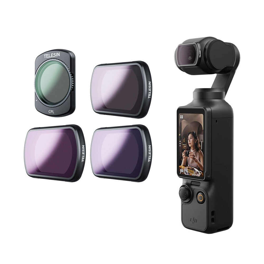 TELESIN DJI OSMO POCKET 3 CPL + ND16 ND64 ND256 Action Camera Lens Filter Kit Magnetic Attachment