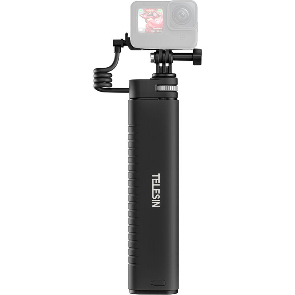TELESIN Rechargeable 5 Section Selfie Stick USB Type-C 10000mAh Powerbank for GoPro DJI Osmo Action Insta360 Max 88cm Max Height