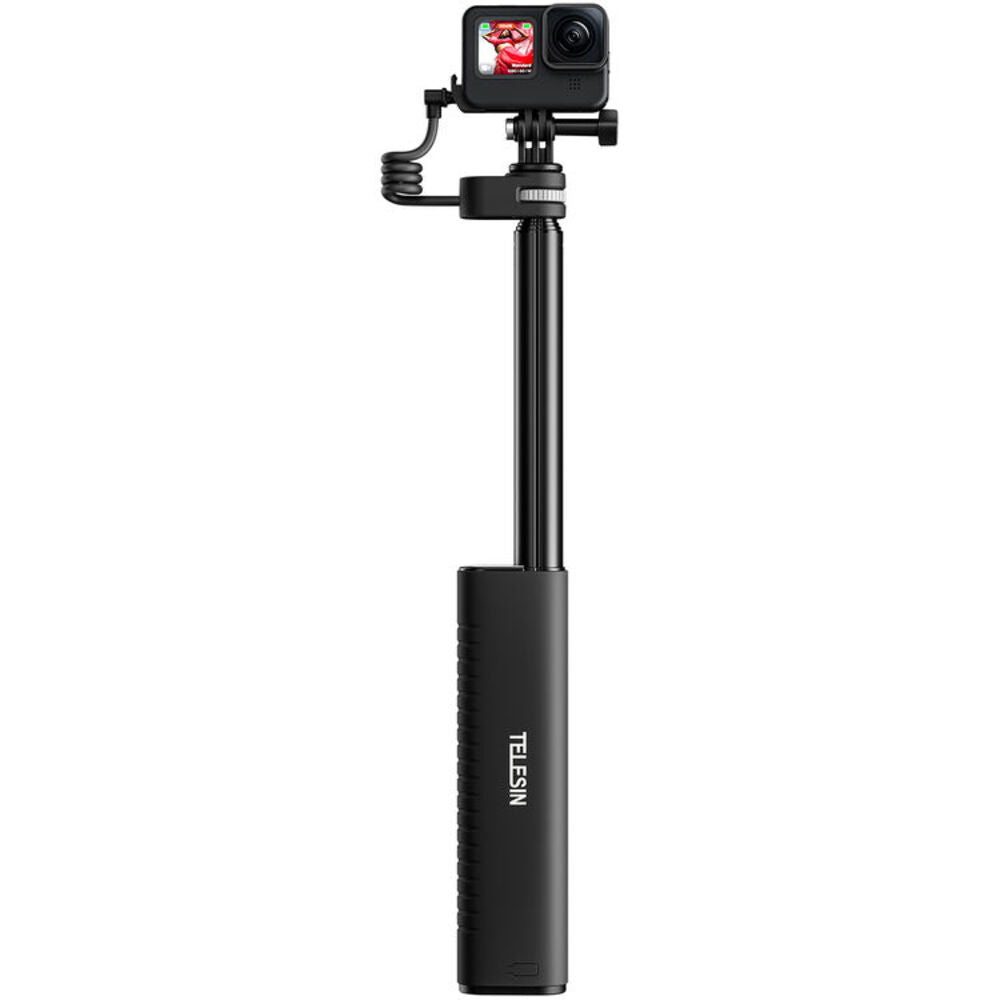 TELESIN Rechargeable 5 Section Selfie Stick USB Type-C 10000mAh Powerbank for GoPro DJI Osmo Action Insta360 Max 88cm Max Height