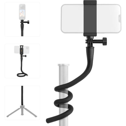 TELESIN Flexible Mount with Smartphone Clamp and 3 Prong Adapter Bendable Gooseneck Holder for Action Cameras & Smartphones