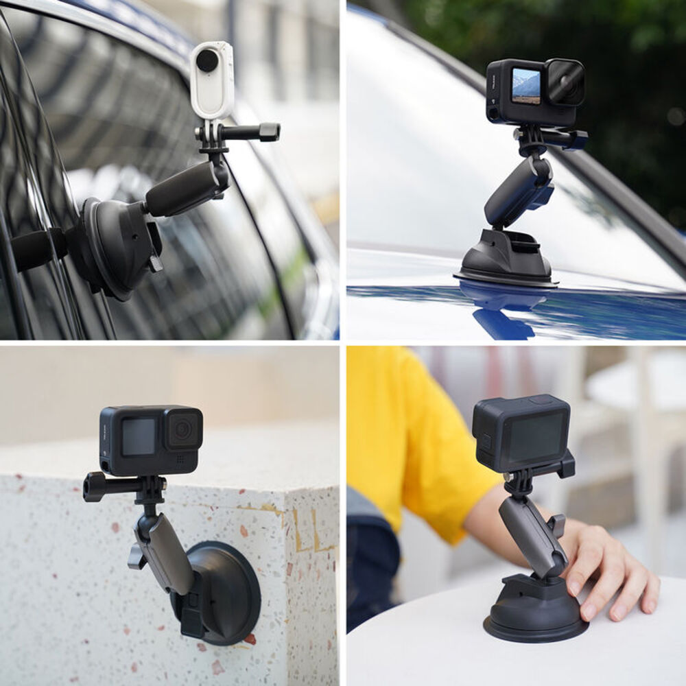 TELESIN Suction Cup Mount with Dual Ball Head for DJI Insta360 GoPro Action Camera