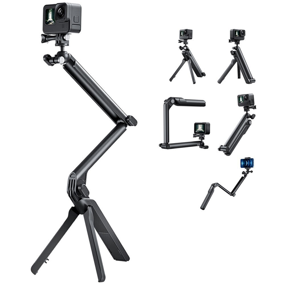 TELESIN Multifunctional Selfie Stick 3 Section Tripod for GoPro DJI Insta360 Extendable Hand Grip