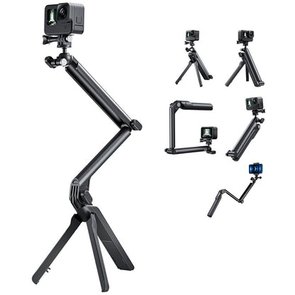 TELESIN Multifunctional Selfie Stick 3 Section Tripod for GoPro DJI Insta360 Extendable Hand Grip