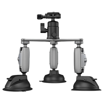 TELESIN Triple Suction Cup Mount Car Camera Rig for GoPro Insta360 DJI DSLR Mirrorless